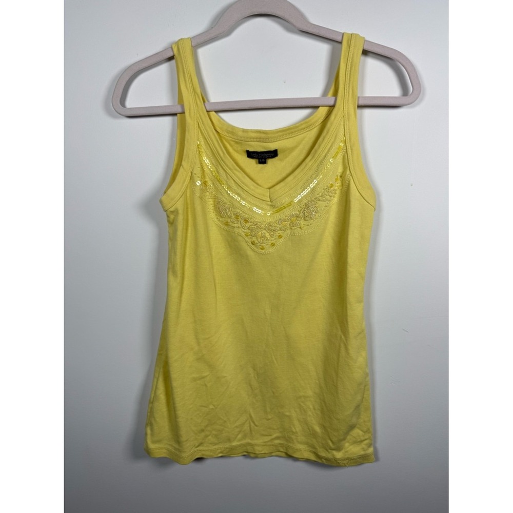 LADY HATHAWAY | Vintage Y2K 00s Yellow Beaded Tank Top Size L